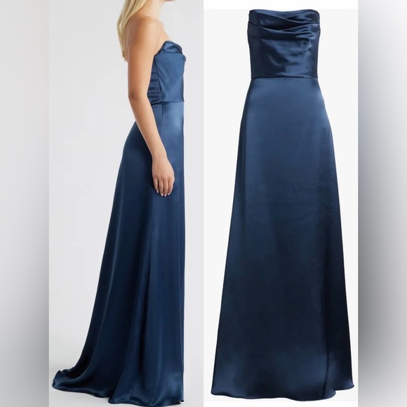 NWOT Amsale Jara Strapless formal gown French Blue sz 10 - Picture 2 of 8